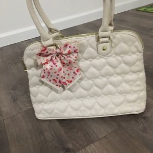 Creme and pink betsey johnson purse